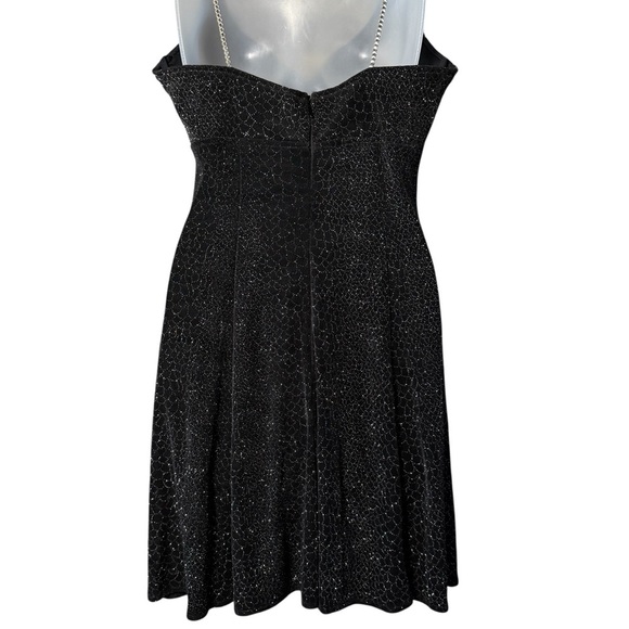 90s Bari Jay Rhinestone Velour Mini Dress Small Black Glitter Whimsigoth Y2K - Picture 7 of 10